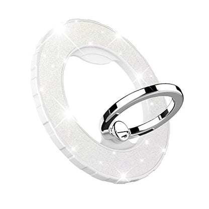 Magnetic Phone Ring Holder for magsafe, Glitter Magnetic Grip Compatible with iPhone 17 16 15 14 13 12 Pro max,Pro,Plus,Mini Mag Safe Accessories,Adjustable Kickstand,White - color: Glitter White