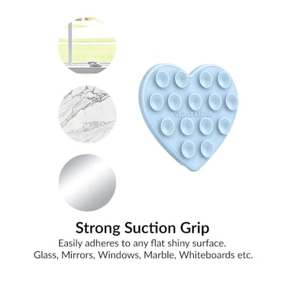 Velvet Caviar Suction Cup Phone Case Mount Compatible with MagSafe Devices Only - Magnetic Silicone Sticky Phone Grip Holder for iPhone Back of Phone - Mirror Gripper (Cotton Candy Blue Heart) - color: Cotton Candy Heart