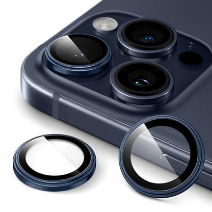 JETech Camera Lens Protector for iPhone 15 Pro/15 Pro Max, Blue Titanium - color: Blue Titanium