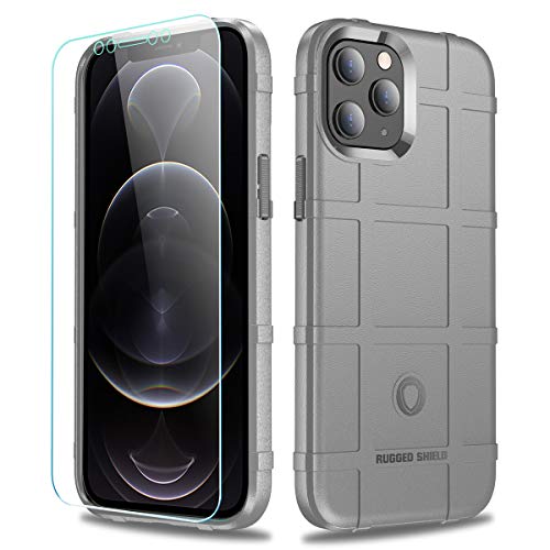 Rugged Shield TPU Thick Solid Armor Tactical Protective Case Compatible with iPhone 12 Pro Max (6.7 inches) - Concrete Grey - color: Concrete Grey, size: iPhone 12 Pro Max