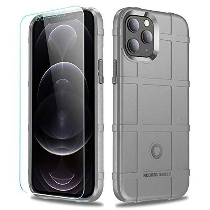 Rugged Shield TPU Thick Solid Armor Tactical Protective Case Compatible with iPhone 12 Pro Max (6.7 inches) - Concrete Grey - color: Concrete Grey, size: iPhone 12 Pro Max