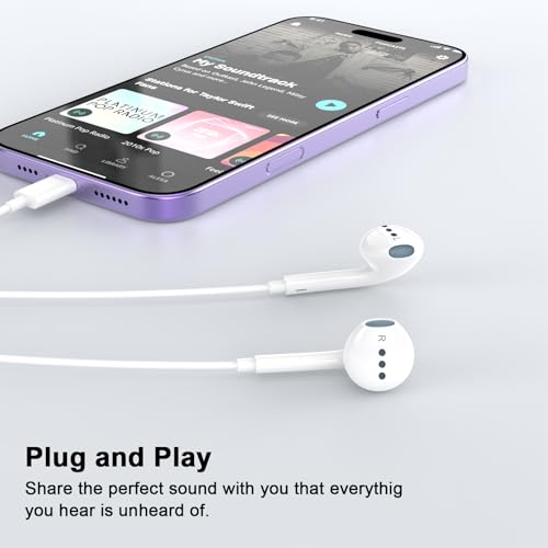 Wired Earbuds in-Ear Headphones with 3.5mm Plug [Apple MFi Certified] - color: Off-white