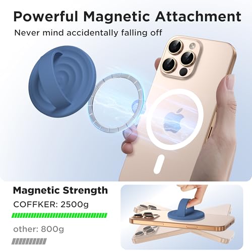 Magnetic Phone Grip for MagSafe, Silicone Ring Grip, Azure Blue - color: Azure Blue