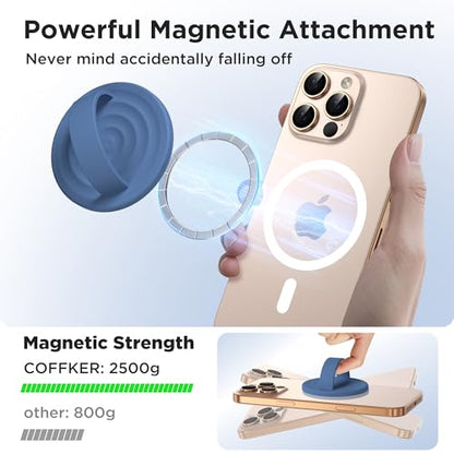 Magnetic Phone Grip for MagSafe, Silicone Ring Grip, Azure Blue - color: Azure Blue