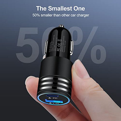 30W USB Type C+USB Car Charger Adapter Plug Fast Charging Compatible for Moto Edge 5G UW/One 5G UW ace/G Power/G Stylus/G Play, Samsung Galaxy A16/A15/A14/A13/A12/A11/A23/A24/A33/A34/A54/A53/S24/S23