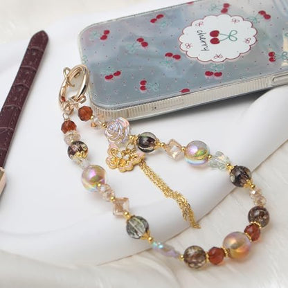 Beaded Phone Wrist Strap, Crystal Key chain Wristlet, Cute Purse Bag Charms - style: Style5