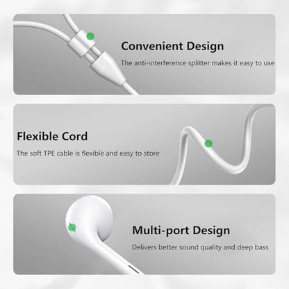 1Pack USB C Earphones, Type C Headphones Wired Ear Phones, Type C In Ear