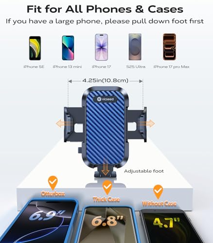 VICSEED Phone Mount for Car with Double Lock Vent Clip Car Phone Holder - color: Blue