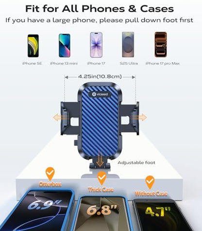 VICSEED Phone Mount for Car with Double Lock Vent Clip Car Phone Holder - color: Blue