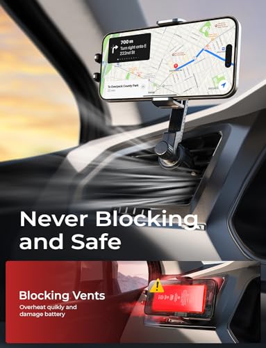LISEN Universal Phone Holders for Your Car, [Never Fall Off] Car Vent Cell Phone Mount [Big Phone Friendly] Gifts Accessories for Women Men fit iPhone 17 16 15 14 13 12 All Smartphones, Black