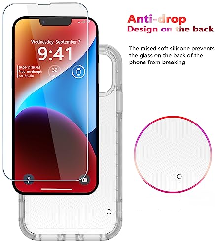 Diverbox for iPhone 14 case [Shockproof] [Dropproof] [Tempered Glass Screen Protector ],Heavy Duty Protection Phone Case Cover for Apple iPhone 14 (Clear-2in1) - color: Clear-2in1