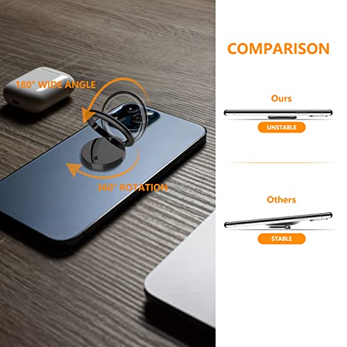 Cell Phone Ring Holder Stand,360 Degree Rotation Finger Ring Kickstand with Polished Metal Phone Grip for Magnetic Car Mount, Compatible with All Smartphones,Smartphone Accessories(Black)