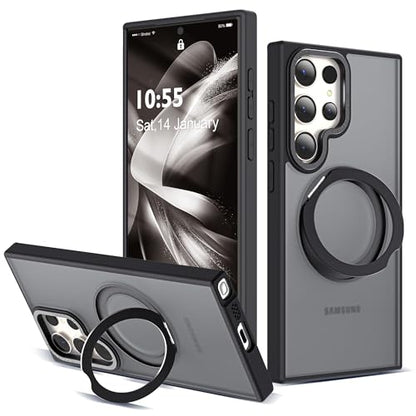 for Samsung Galaxy S22/S23 Ultra Case with Spin Stand,Black | 360° Spin Magnetic Ring Stand,Compatible with Magsafe,Military Protection Phone Case - color: Black, size: S22 Ultra & S23 Ultra