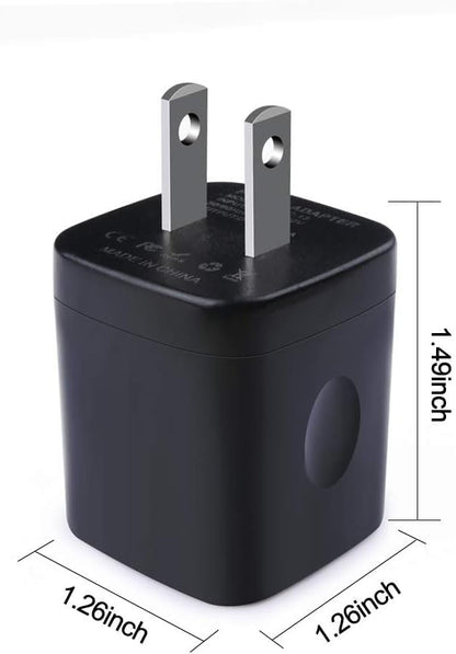 Wall Charger,Charger Cube,Charging Block Fast Charge 3Pack Dual Port 2.1A - color: Full Black