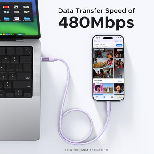UGREEN Uno USB C Cable 100W with LED Display, Fast Charging, 6.6ft, Purple - color: Purple, size: 3.3 FT