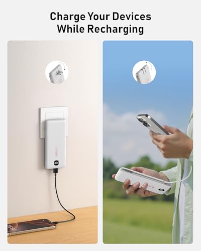 VEEKTOMX Portable Charger with Built-in Cables and AC Wall Plug, 10000mAh