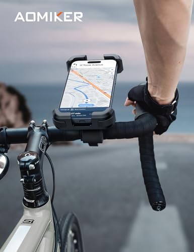 Aomiker Bike Motorcycle Phone Holder Mount - [2025 Quick Release] Bike Phone Holder Handlebar Clamp, Bicycle Scooter Phone Clip for iPhone 16 15 14 13 12 11 Pro Max Plus Mini, 4.7-6.8" Smartphone - color: Black