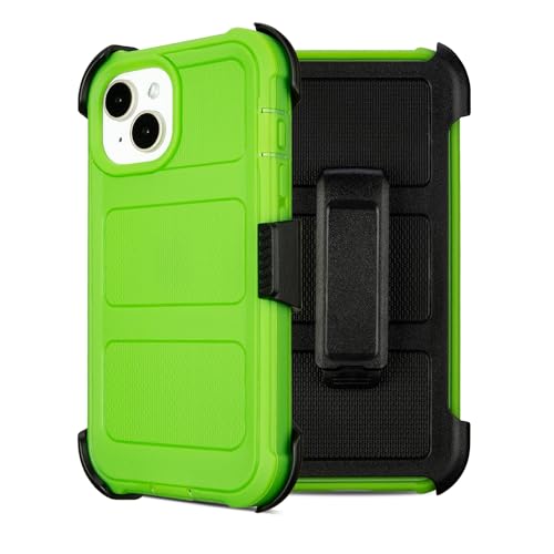 for Defender Case iPhone 13 Case with Belt Clip Holster Kickstand Rugged | Heavy Duty iPhone 13 Phone Case with Dustproof Port Protection Cover for iPhone 13 Case Protective Outdoor Shockproof Green - color: Green