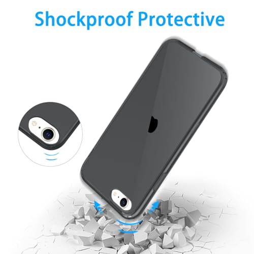 JJGoo Compatible with iPhone SE Case 2022/2020, Compatible with iPhone 7 8 Case Clear Soft Transparent Shockproof Protective Slim Thin Bumper Phone Cover, Black - color: Black