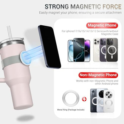 Magnetic Phone Holder for Stanley Cup with 3 Different length Straps Adjust