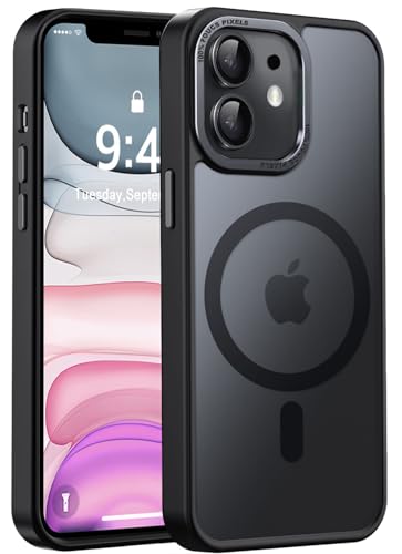 Newfuture Magnetic for iPhone 11 Case Matte Shockproof, Black | Military Drop Protection, Slim Matte Anti-Fingerprint, Compatible with Magsafe, Camera Guard, Translucent Protective Cover - color: Black, size: iPhone 11 6.1inch