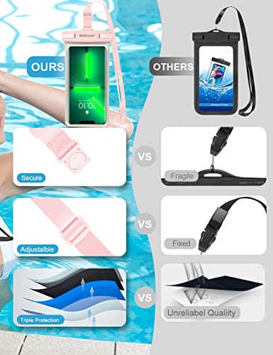 wellhouse Waterproof Phone Pouch, Waterproof Phone Case for iPhone 17 16 15 14 13 Pro Max XS Samsung, IPX8 3D Cellphone Dry Bag Beach Essentials (2 Pack - Luminous Blue & Pink7.0, 7 inch) - color: 2 Pack - Luminous Blue & Pink7.0"