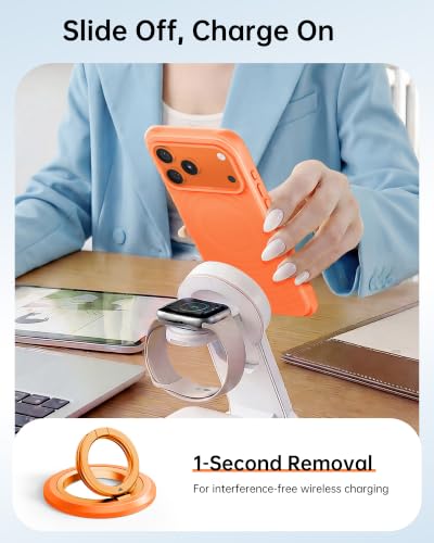 SYNCWIRE Magnetic Phone Ring Holder, for MagSafe Phone Grip Stand Kickstand - color: Cosmic Orange