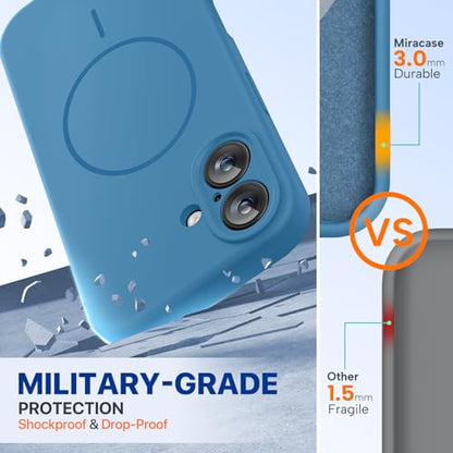 miracase Compatible with iPhone 16 Case, [Soft Anti-Scratch Microfiber Lining], Compatible with MagSafe, Liquid Silicone Case Shockproof Drop Protection Phone Case for 16,Capri Blue - color: Capri Blue, size: iPhone 16