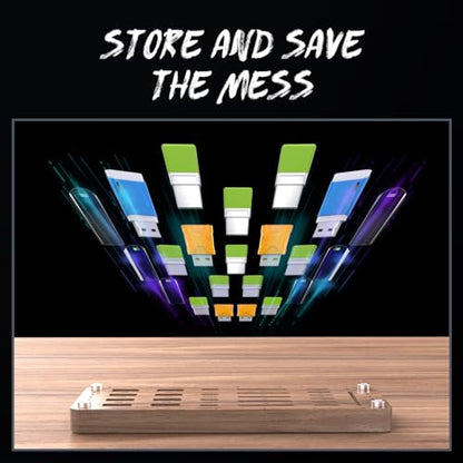 25 Slot Wooden Memory Card Case Box and USB Drive Stand - SD Card Holder, Micro SD Case, Mobile Card Taking Needle - FSNH01M - color: pure walnut wood