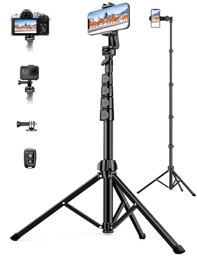 Phone Tripod, 71" Portable Cellphone Tripod Stand with Remote - size: 71 inch