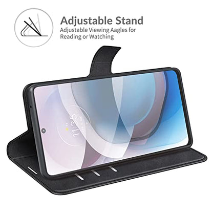 Flip Case for Motorola One 5G UW Ace Wallet Leather Magnetic Protective Cellphone Case for Moto One 5G Ace 2021 / Moto G 5G Folio Book Cover & Stand (Black) - color: Black