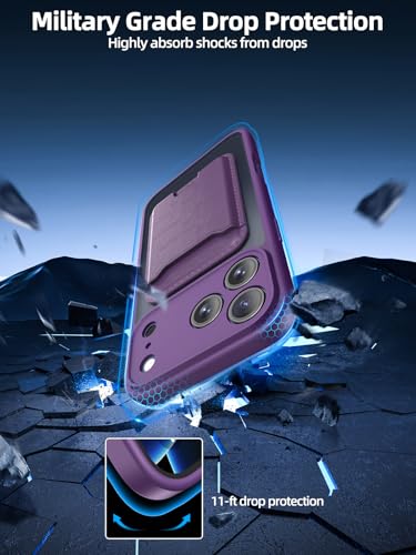 TopMade for iPhone 17 Pro Case with Mag-Safe Wallet, 4 Cards Holder Purple - color: Purple, size: iPhone 17 Pro
