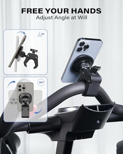 OQTIQ Phone Holder for Peloton Exercise Bike, Heavy-Duty Clamp Bar Mount