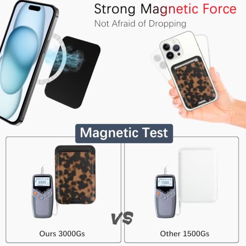 for MagSafe Wallet,Magnetic Card Holder for Phone Case Wallet - color: Tortoise Shell