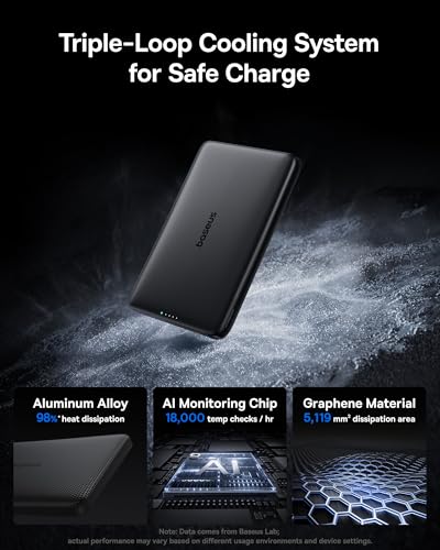 Baseus Picogo Magsafe Portable Charger, Qi2 15W 0.5" Ultra Slim 10000mAh Wireless Power Bank, 27W Fast Charging Magnetic Battery Pack with USB-C for iPhone 17 Pro Max/17 Pro/Air/16/15/14/13/12 | 10000mAh Wireless Power Bank, 27W Fast Charging Magnetic Bat