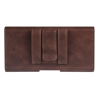 PU Leather Belt Clip Case Cell Phone Holster Pouch Holder for Moto G Power 2026 2025 2024 G Stylus 5G G Play Samsung Galaxy S25 Ultra S24 Ultra S23 Ultra A16 A05 A14 iPhone 16 Pro Max BLU G64L (Brown) - color: Brown