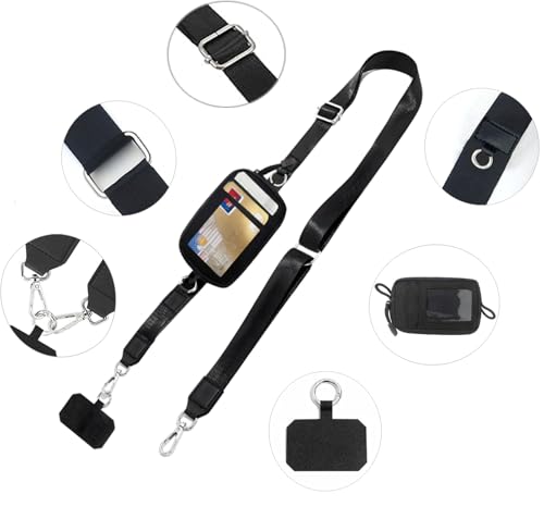 Phone Lanyard Crossbody,phone lanyard with wallet,Adjustable Phone Crossbody Wrist Strap,Universal Cell Phone Lanyard with All Phones-Black - color: B