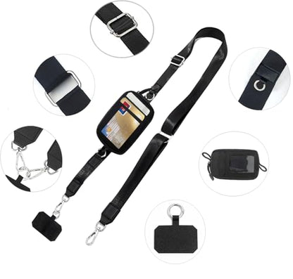 Phone Lanyard Crossbody,phone lanyard with wallet,Adjustable Phone Crossbody Wrist Strap,Universal Cell Phone Lanyard with All Phones-Black - color: B