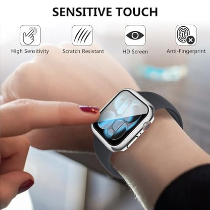 12 Pack Case for Apple Watch Series SE 3/SE 2/SE/6/5/4 44mm with Tempered Glass Screen Protector, Plated Hard PC Glossy Protective Cover, All-Around Bumper Compatible with iWatch 44mm - size: 44mm