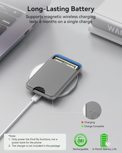 TWZKG for MagSafe Wallet, Works with Apple Find My,5 Card Holder with Stand, Magnetic Phone Wallet for iPhone 17/16/15/14/13/12 Pro Max Plus Air, RFID Blocking Vegan Leather,Dark Grey - color: Findmy Dark Grey