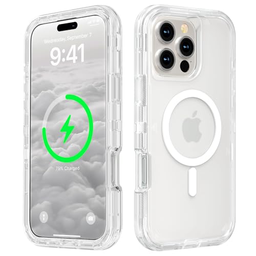 Follaroma for iPhone 16 Pro Max Case, Compatible with MagSafe, Heavy Duty Shockproof Protection Phone Cases, Anti-Drop, Dual Layer Transparent Magnetic Phone Case for iPhone 16 Pro Max, 6.9", Clear - color: Clear, size: iPhone 16 Pro Max 6.9''