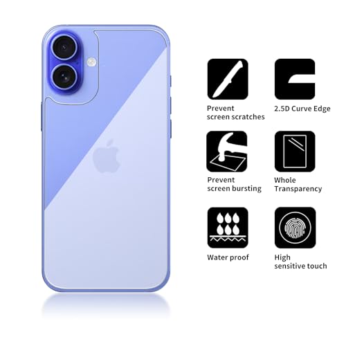 3 Pack Glass Back Screen Protector for iPhone 16 plus 6.7-Inch - size: iPhone 16 plus