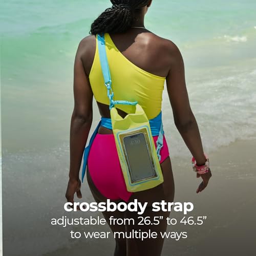 Case-Mate Mini IP68 Waterproof Bucket Bag (2L) - Citrus Splash | Roll Top Dry Bag with Touchscreen Waterproof Pouch - For Phones Up to 7" - Swimming, Kayaking, Boating, Travel Essentials - color: Citrus Splash