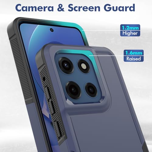 for Moto G Stylus 2025/2026 Case: Dual Layer Protective Heavy Duty Cell Phone Cover Shockproof Rugged with Screen Protector - Military Protection Bumper Tough - for G Stylus 2025/2026, Navy Blue - color: Navy Blue (PC) + Black (TPU)