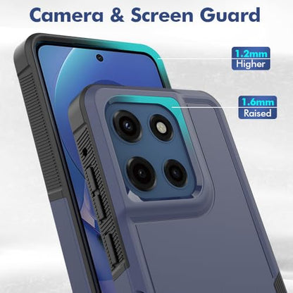 for Moto G Stylus 2025/2026 Case: Dual Layer Protective Heavy Duty Cell Phone Cover Shockproof Rugged with Screen Protector - Military Protection Bumper Tough - for G Stylus 2025/2026, Navy Blue - color: Navy Blue (PC) + Black (TPU)