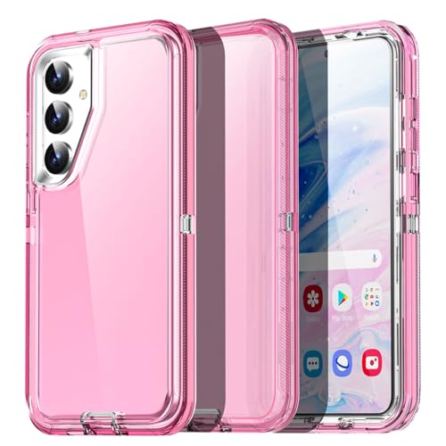 AICase for Samsung Galaxy S25 Plus Case Clear 3 in 1 Heavy Duty Drop Protection Full Body Rugged Shockproof/Dust Proof 3-Layer Military Protective Tough Durable Cover for Galaxy S25 Plus 6.7"_2 - color: Hot Pink, size: Samsung Galaxy S25 Plus