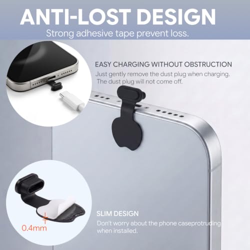 40 Pcs Silicone Anti-Lost USB C Dust Plug Cover for iPhone 17/16/15 Series - size: 40Pcs Silicone Dust Plug