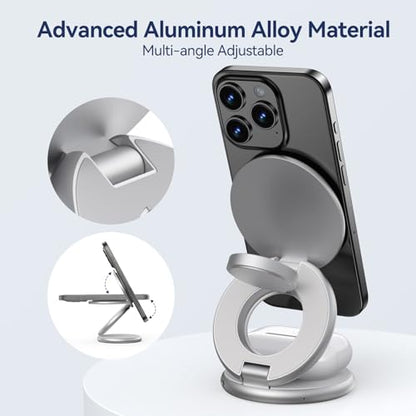KU XIU X63 3 in 1 Charging Station for Apple, Aluminum Alloy Foldable Magnetic Wireless Charger, Travel Charger for iPhone 16/15/14/13/12 Series, Apple Watch& AirPods(with 20W Adapter)-Silver - color: Silver