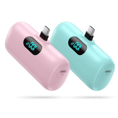 [2-Pack] Mini Portable Charger 5000mAh Power Bank,3A PD USB C Cell Phone Portable Power, LCD Display Battery Pack Compatible with iPhone 17/17 Air/16/16 pro/15/15 pro Max/Android/Samsung/Moto/LG etc - color: Green+Light Pink