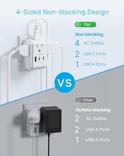 VINTAR 2 Pack European Travel Plug Adapter, 7 in 1 Type C Foldable Plug - style: 17W-Type C - Most of Europe - 2 Pack